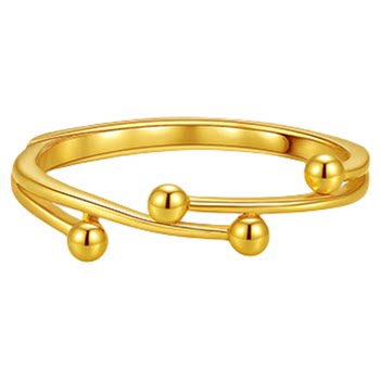 Laomiao gold pure gold exquisite bean ring simple geometric gold beads elegant fashion temperament white-collar commuter