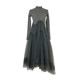 Temperament A-line large hem cashmere sweater mesh dress