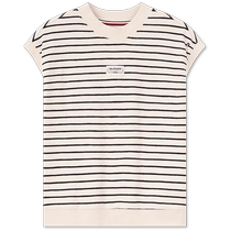 (Two-piece set) Tommy 24 spring and summer childrens clothing womens pure cotton slub yarn striped sports vest shorts 22733