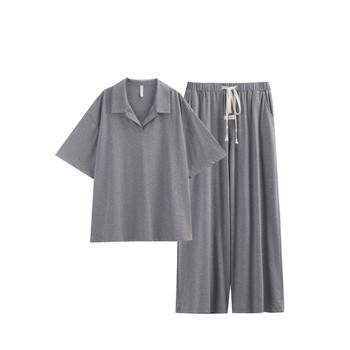 Molimo summer pure cotton short-sleeved trousers pajamas set