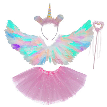 Rainbow angel wings girls back decoration ຂອງເດັກນ້ອຍ luminous princess fairy feather props cos small accessories decoration