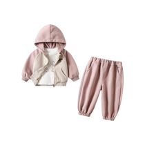 Fanhunting Girls Suit Autumn Clothes 2024 New Childrens Fashionable Three-piece Set Baby Jacket Pants Spring and Autumn Trend