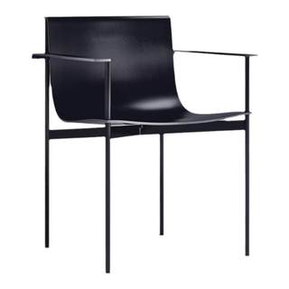 Modern simple metal saddle leather armrest dining chair