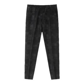 Cnc men's ole wool blended jacquard trousers men's spring and autumn black business formal tailored trousers