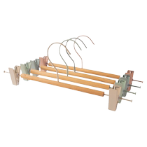 Solid wood trouser rack clip pants wooden household seamless storage artifact jk clothes hanger hanging dress clip drying trouser clip