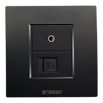 Type 86 concealed gigabit network audio panel with single hole headphone black 3 5 audio category six network cable socket