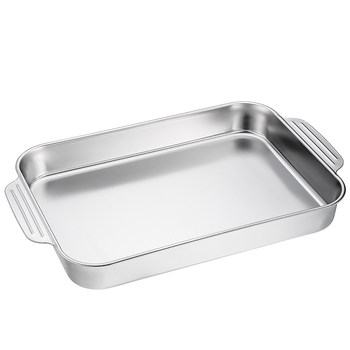 Stainless steel square basin rectangular box flat bottom large plate