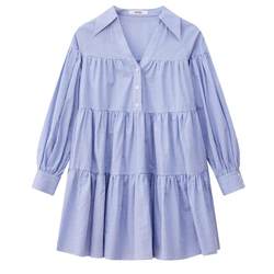 SNIDEL2024 spring and summer new product sweet and versatile V-neck pleated loose shirt dress SWFO241303