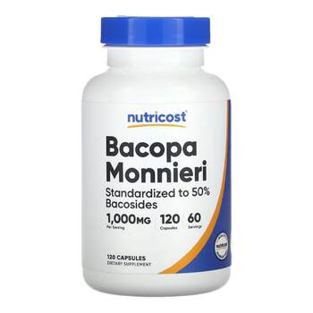 Nutricost bacopa monnieri capsules ເນື້ອໃນສະຕິປັນຍາສູງ function ຄວາມວິຕົກກັງວົນ ຊຶມເສົ້າ ເຊນເສັ້ນປະສາດ ສຸຂະພາບຕາ