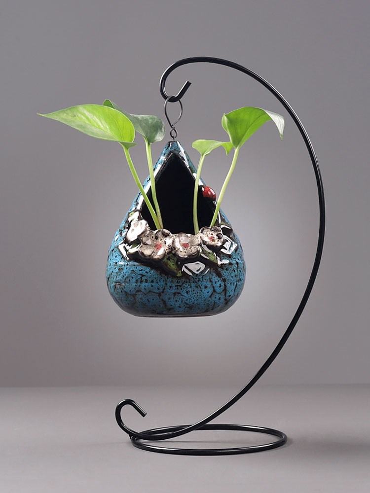 Sáng tạo treo xanh thì là bình thủy canh container thủy sinh thực vật hoa chậu hoa cắm hoa gốm trang trí máy tính để bàn trang trí - Vase / Bồn hoa & Kệ