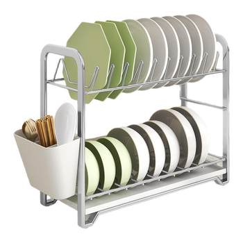 Home drain bowl rack stainless steel small double layer