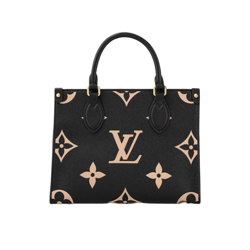 9.9新Louis Vuitton/路易威登onthego牛皮黑色女款中号托特包