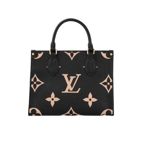 9.9新Louis Vuitton/路易威登onthego牛皮黑色女款中号托特包
