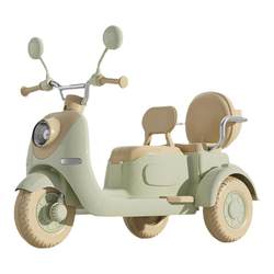 Children's electric motorcycle three-wheeled battery car for boys and girls, baby and child can sit on a double charging remote control toy car