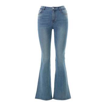 Langzi 25 retro french micro-flare ກາງເກງແອວສູງ ກາງເກງຂາຍາວລະດູຮ້ອນ jeans temperament ໃຫມ່ທີ່ມີ acetate