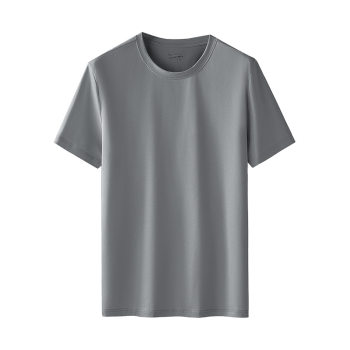 Water-gloss cotton spring and summer cool 100% cotton 100% men's short-sleeved t-shirt business color solid neck round versatile breathable ຊັ້ນເທິງສີຂາວ