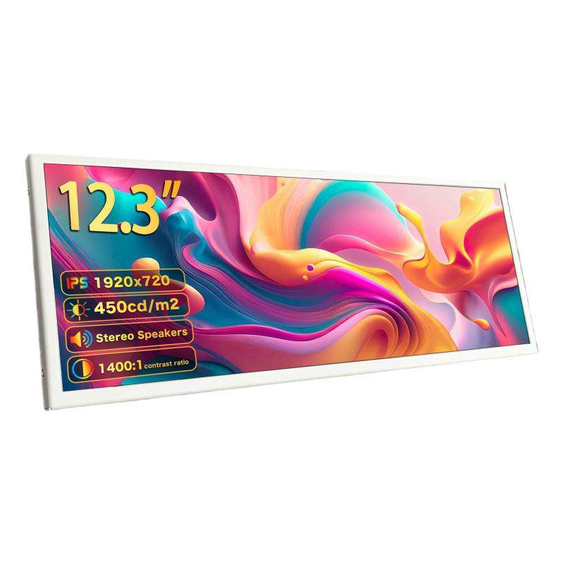 Chassis secondary screen 12.3-inch hairtail touch HDMI high-definition LCD screen computer desk with extended long bar display