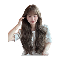 Wig for women with long hair natural full headband large wavy long curly hair medium and long hair artificial hair age reduction full head wig set