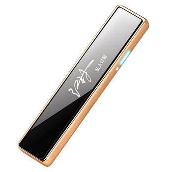 ຄົນດັງໃນອິນເຕີເນັດ usb windproof lighter charging personalized ultra-thin electronic cigarette lighter men's creative customization gift for boyfriend trend