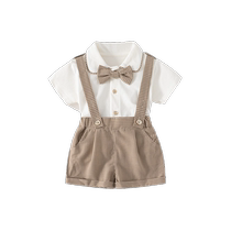 Boys suit summer clothes 2024 new style childrens overalls two-piece set baby gentleman one-year-old clothes summer