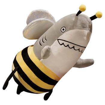 Shark Bee Doll Shark Fork Doll Plush Toy Shark Carved Rag Doll Shark Girls Pillow ຂອງຂວັນ Funny ສໍາລັບເດັກຊາຍ