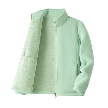 Outdoor fleece jacket with fleece thickened warm