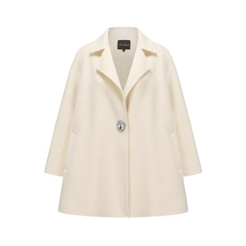 NanaJacqueline廓形钻扣双面呢大衣女羊毛兔毛桑蚕丝宽松毛呢外套