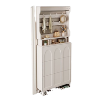 Sen Zong cream style ultra-thin tipping shoe cabinet door entrance wall-mounted household clothes hanger integrated corridor storage shoe rack