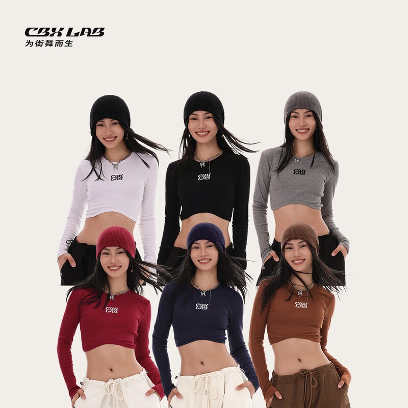 Cbxlab Street Dance Trendy Brand Women's Jazz Dance Crop Top Short Tight-Fitting Long-Sleeve Slim-Fit Dance Innerwear Breathable Top Cbxlab Street Dance Trendy Brand Women's Jazz Dance Crop Top Short Tight-Fitting Long-Sleeve Slim-Fit Dance Innerwear Breathable Top