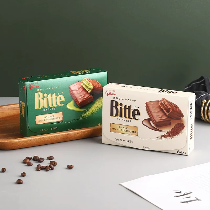 Японское родное Glico Bitte Uji матча шоколадное сэндви-чное пирожное, печенье в оболочке, детский подарок на день рождения