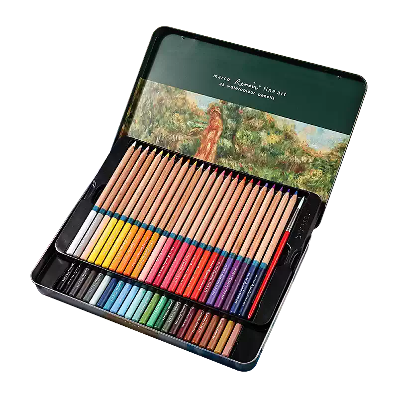 MARCO雷諾阿油性彩鉛72色專業級水溶性彩色鉛筆美術生初學者彩鉛套裝