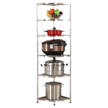 Corner floor-mounted multi-layer pots and stainless steel kitchen