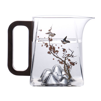 Fair cup glass tea leather integrated mountain viewing fair cup tea set