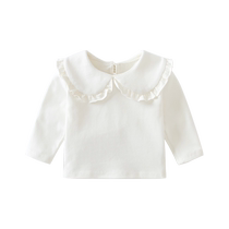 Girls long-sleeved T-shirt spring 2024 new style childrens bottoming shirt baby versatile white top spring and autumn