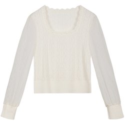 Stubborn ໃຫມ່ພາກຮຽນ spring ແບບ retro splicing ຕາຫນ່າງຮຽບຮ້ອຍຄໍ pullover sweater ສໍາລັບແມ່ຍິງ 80121MY07274