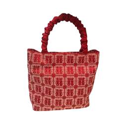 2024 ສີແດງຖົງ Wedding ຂອງທີ່ລະນຶກ Xiaohongshu Customized Handmade Tote Bag Bridesmaid ຂອງທີ່ລະນຶກໃຫມ່ຂອງຈີນແບບແຫ່ງຊາດ Happy