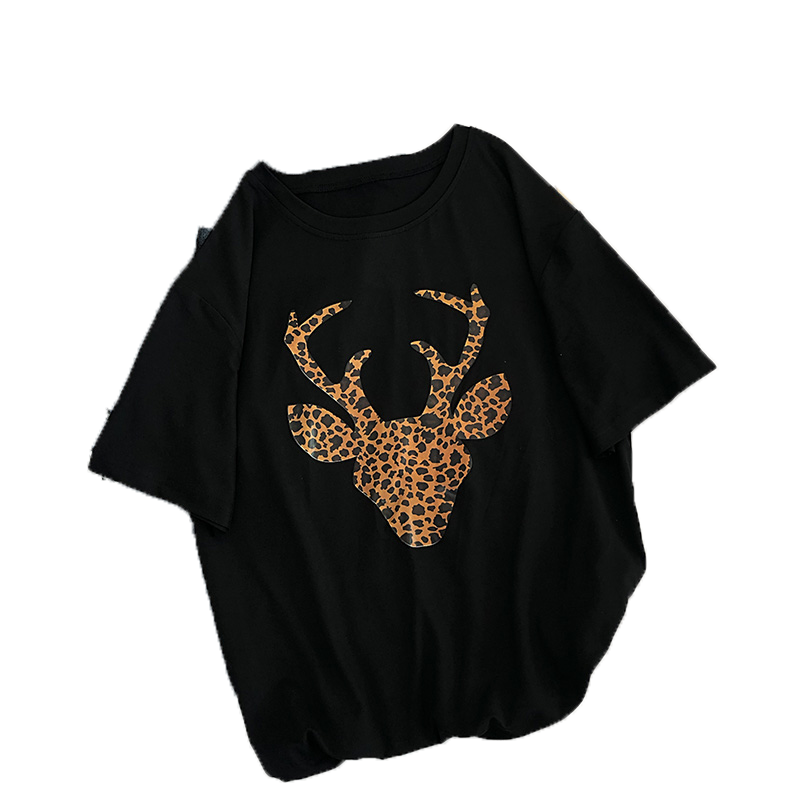 2020年夏季黑色短袖t恤女装学生韩版宽松卡通半袖ins港风上衣服潮