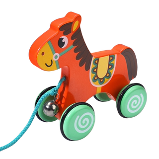 Wooden toddler pull rope toy for young children