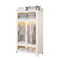Wei Jing Simple Wardrobe Home Bedroom Steel Adult Hanging Wardrobe Rental Small Apartment Metal Wardrobe Storage Cabinet