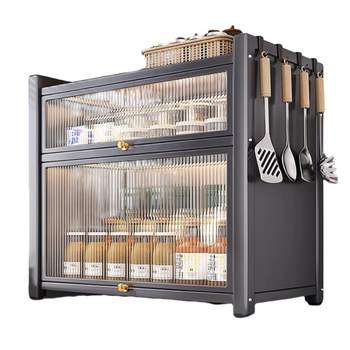 Kitchen small cupboard storage rack bowl and plate storage rack box multi-function bowl rack seasoning rack countertop storage cabinet cabinet