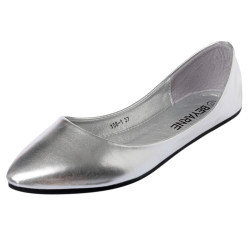 2024 Summer Silver Flat Heel Shallow Mouth Style Same Flat Shoes Commuting Simple Shoes Women's Shoes Scoop Shoes Small Size 33 34