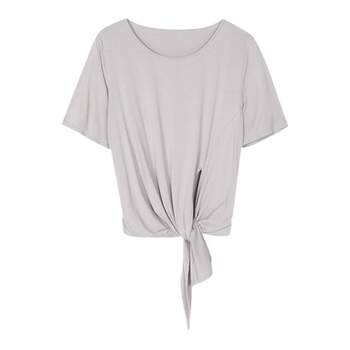 Embry official outlet pajamas e-bra summer cotton silk home clothes slit long short sleeve top
