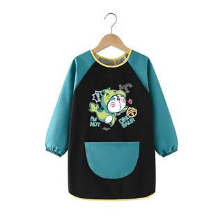 儿童画画罩衣防水防油围裙男女孩幼儿园美术绘画魔术贴反穿衣定制