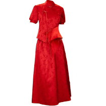 Man Tingfang (Youlan II) New Chinese Womens Wear 2024 Summer National Style Suit Red Dress Toast Wear Cheongsam