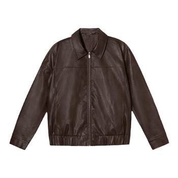 Pso brand men's and women's american black leather jacket loose flight jacket autumn and winter men's cycling jersey