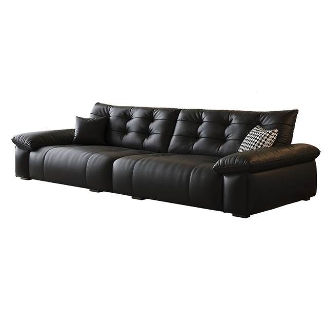 Government subsidies new black bear hug full leather sofa