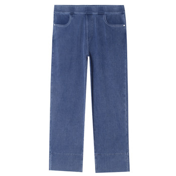 Summer ice ice elastic waist jeans ກາງເກງຂອງແມ່ຍິງແປດໄຕມາດ pants ຂະຫນາດນ້ອຍຊື່ ultra-ບາງໆແອວສູງສີ່ດ້ານສູງ elastic ຂະຫນາດໃຫຍ່ວ່າງ