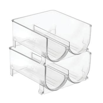 Ptzer refrigerator storage stackable transparent double bottle rack