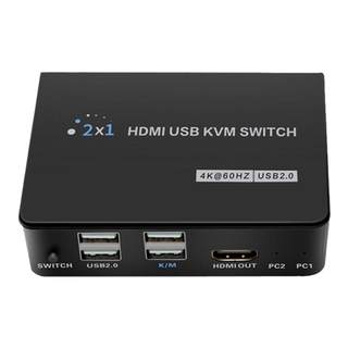 hdmi kvm切换器二进一出2切1多台电脑主机共享显示屏打印机USB鼠标键盘笔记本同屏分屏高清线二进一出分配器