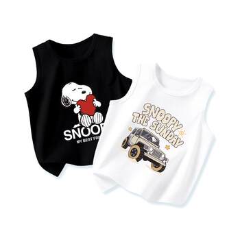 Snoopy boys vest summer style 2026 new sleeveless tops boys boys cool summer clothes baby wear in and outside
